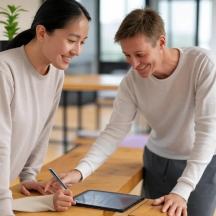 Nyugodt fogadótér, ahol egy új tag a jelentkezési folyamatot intézi.