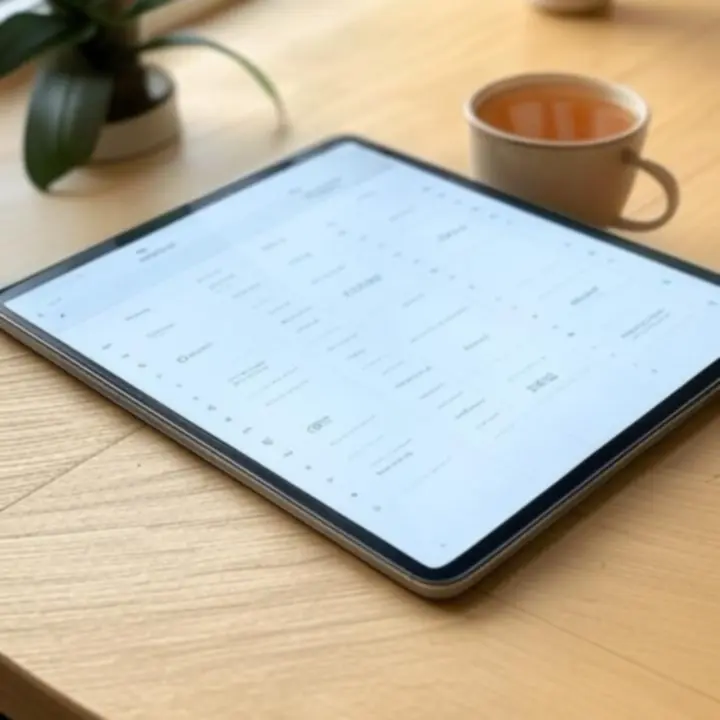 Jógaórarend táblagépen megnyitva egy asztalon